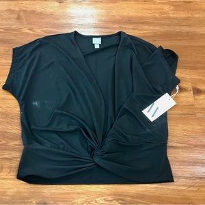 Worthington Women Black Twist Front Blouse size S
